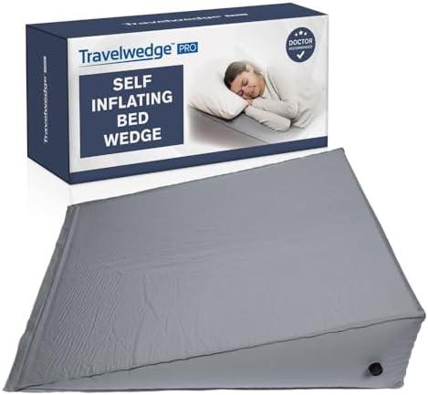 Self-Inflating Bed Wedge Pillow | Lightweight for Travel | Wedge Pillow for Sleeping and Acid Reflux, Heartburn, and GERD Pillow (TWDPRO2, 22 Inch)