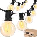 Svater Outdoor String Lights 300 FT, Patio Lights Outside with 156 G40 Shatterproof LED Bulbs, Waterproof Hanging Globe Lighting for Bistro Backyard Cafe Market, Warm White 2700K3 x 100 FT