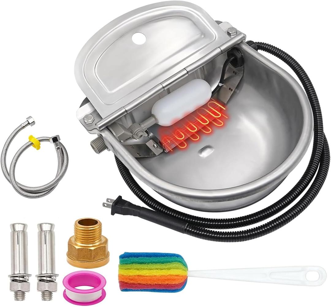 Heated Water Bowl for Outdoor Cats, Automatic Heated Dog Bowl with Anti Chew Cord, Large Thermal Heated Water Bowl, Heated Pet Bowl Trough Dispenser Winter for Chicken Dog Cat Pet