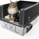 XXL Stainless Steel Cat Litter Box Extra Large 28"x20.5"x14" Metal Litter Box High Sides for Big Cats&Multiple Cats, Jumbo with lid Easy to Clean, No Odor, Anti-Urine Leakage, Non-Sticky (Gray)