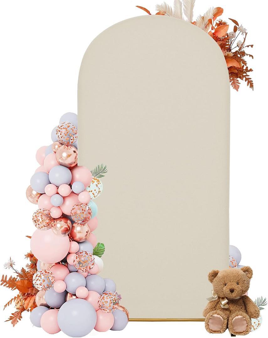 6.6FT Arch Covers,Arch Backdrop Stand Fitted Cover for Wedding Birthday Party Ceremony Banquet Decoration(Off-White,Cover Only)