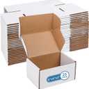 Fishat Small 6" x 4" x 3" White Corrugated Cardboard Shipping Boxes Set of 25, Heavy-Duty Mailing Box for Business, Packing, Literature Mailer and Storage