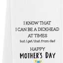 Funny Mothers Day Towels Gifts from Daughter Son New Mom Gifts Best Bonus Mom Gift Mom Birthday Gift Best Present for Expecting Moms Stepmom Bonus Moms Towels for Kitchen Bathroom 1423 Inches (Dickhead)