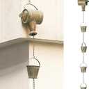 Jemeni 8.5Ft Length Iron Watering Can & Buckers Rain Chain, Replacement Downspout for Gutters Outside