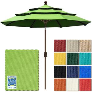 EliteShade USA 10-Year-Non-Fading 9ft 3-Tier Market Patio Umbrella, Commercial Grade Outdoor Table Umbrella with Crank Open, Windproof & UPF 50+ UV Protection, Heavy Duty Ventilation for Garden, Deck, Pool, Backyard, Beach & Bistro, Macaw Green