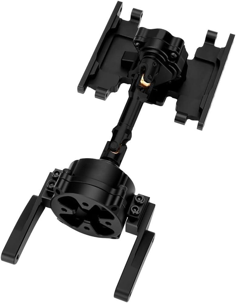 GLOBACT Prefixal Gearbox Transfer Case with Transmission Mount and Drive Shaft for Axial SCX10 SCX10 II 90046 90047 90024 RC Crawler Car Upgrades Accessories (Black)