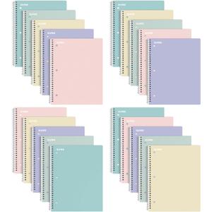 SUNEE Spiral Notebooks, 1-Subject, 20 Pack, College Ruled Paper, 8" x 10-1/2", 70 Sheets per Notebook,3-Hole Punched Paper, Pink,Purple, Blue, Green, Yellow Spiral Lined Notebooks for School,Work
