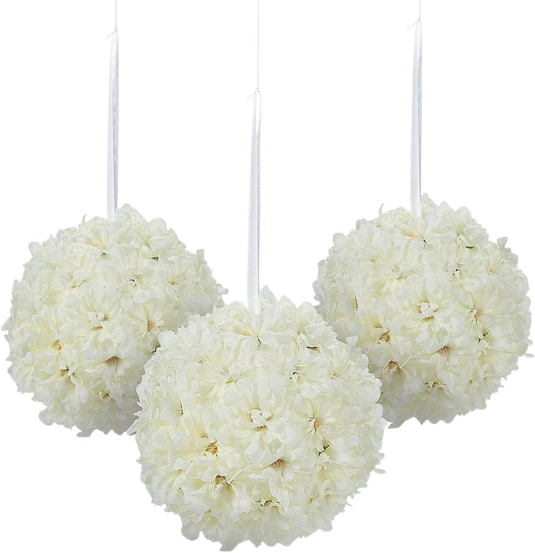 Hydrangea Pomander Kissing Balls, Set of 3, 6.5 inch