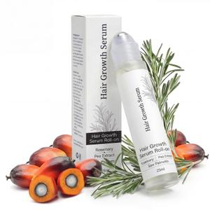 Rosemary & Saw Palmetto Hair Growth Serum Roll-On - 0.84 Fl Oz Non-Greasy Scalp Treatment for Thinning Hair, Plant-Based Formula Helps Promote Fuller-Looking Hair for Men & Women