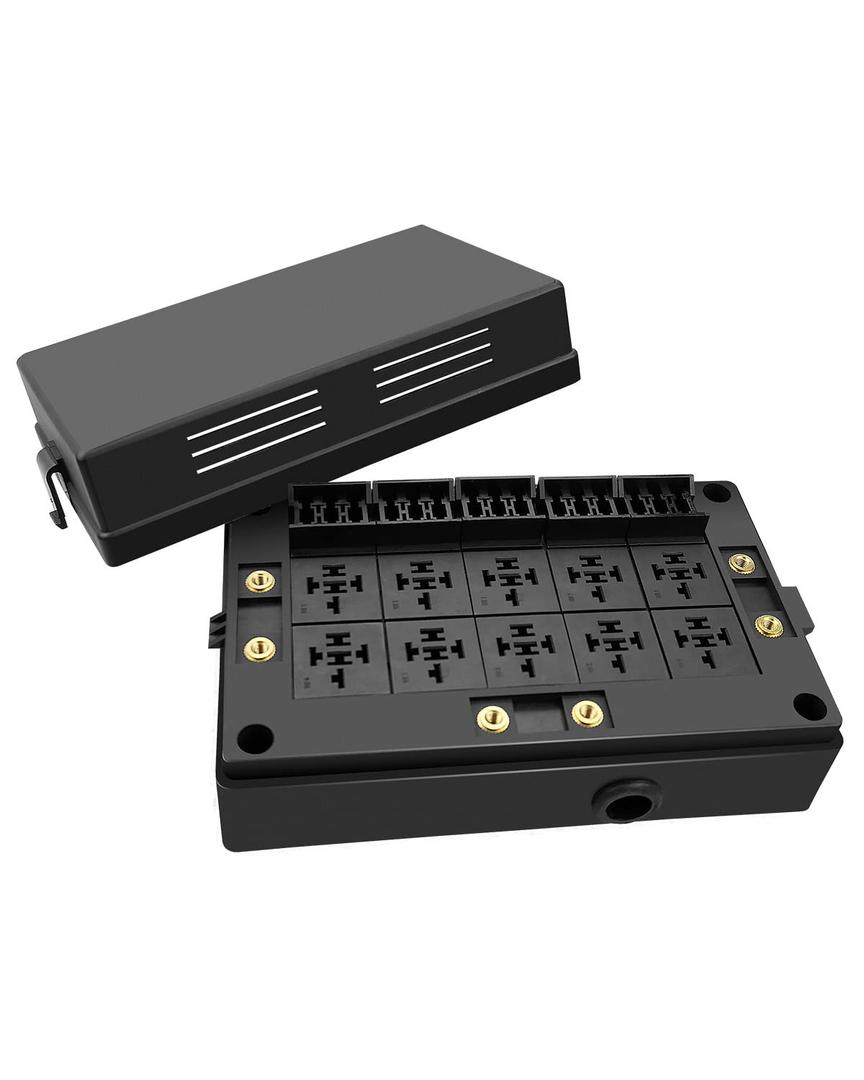 Universal 12V Fuse Relay Box, with 15 Slots ATC/ATO Fuse Slots & 10 Relay Slots for 4 or 5 Pin Relays, Relay and Fuse Box for Automotive Car Truck Marine Boat (Only Box & Terminals)