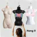 Female Mannequin Hip Long Torso Hollow Back Body Stackable Dress Form with Hanging Hook for Tshirt Display, Countertop, Craft Show, Photos and Design, S-M Clothing Size (Flesh)