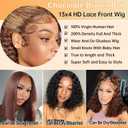 14 Inch Highlight Ombre Culry Bob Wig Human Hair 13x4 Deep Curly Human Hair Wig 200% Density HD Lace Front Wigs Human Hair for Women Pre Plucked Glueless Bob Wigs 4/27