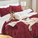 Andency Burgundy Comforter Set King(104x90Inch), 3 Pieces(1 Pinch Pleat Comforter and 2 Pillowcases) All-Season Pintuck Comforter Set, Soft Lightweight Polyester Bedding Comforter Set