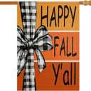 2 x Fall House Yard Garden Flag 28 x 40 Inch Outside Double Sided Burlap Happy Fall Y'all Welcome Flag Farmhouse Holiday Patio Lawn House Outdoor Decorations