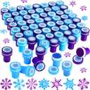 Skylety 60 Pieces Winter Snowflake Stamps for Kids Self Ink Assorted Plastic Snowflake Hand Stampers for Card Making Holiday Winter Wonderland Birthday Party Decorations Supplies(Blue, Purple) (Dark Blue, Light Blue)