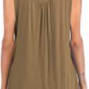 Famulily Women's Flowy Tank Tops Summer Sleeveless Loose Fit Pleated Tunic Shirts (Brown)