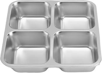 Stainless Steel Snack Containers, 4 Compartments Leakproof Lunch Box, Reusable Food Containers