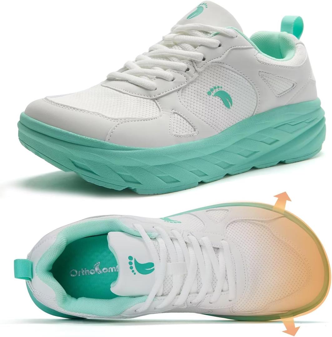 Women's Orthopedic Diabetic Wide Toe Box Walking Shoes: Comfortable Arch Support Plantar Fasciitis Orthotic Swollen Sneakers, Casual Flat Feet Tennis Walking Shoes for Foot Heel and Pain Relief, Size 8.5
