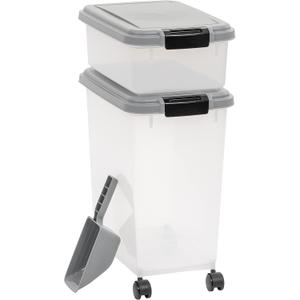 Amazon Basics 3-Piece Airtight Dog Food Storage Container Combo with Scoop, 33 QT + 12 QT