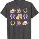 Western Girl Country Rodeo Purple Cowgirl Horse Coquette Bow T-Shirt 4T