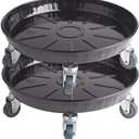 ARTLINE Round Plant Stand with Lockable Wheels, Heavy Duty for Indoor Outdoor, Large Rolling Dolly Planter Caddy on Casters to Carry Potted Flower Pot, Round Metal Tray NO Holes, Black (16", Black 2 Pack)