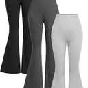 Girl's 3 Packs Flare Leggings High Elastic Waist Skinny Pants Bell Bottoms Casual Boot Cut Yoga Pants 9Y