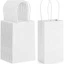 BagDream 100 Pack 3.5x2.4x6.7 Inches Mini Gift Bags White Party Favor Bags Small Gift Bags with Handles Bulk Kraft Paper Bags Recyclable Paper Sacks