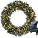 Solar Wreath 48 inch, Outdoor Christmas Wreaths Large with 250 LEDs & 8 Lighting Modes, Lighted Holiday Decorations for Outside