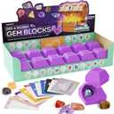 Dan&Darci Dig a Dozen Gem Blocks Mining Kit for Kids - Discover 12 Unique Real Gemstones, Mineral, Rock, Crystals Collection - Archaeology Science Gift Toys Set for Boys & Girls Age 8-12 Gifts