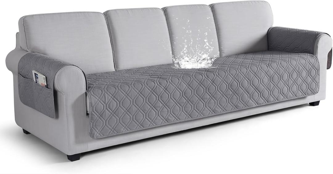 VANSOFY Couch Cover, Waterproof Sofa Covers Washable Slipcover Furniture Protector Couch Seat Covers Non-Slip Couch Cover for Dogs, Pets(Oversized Sofa, Light Gray)