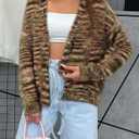 MEROKEETY Women's Fall Fuzzy Colorful Knit Cardigan Sweaters Winter Button Down Boho Casual Long Sleeve Outerwear Top (XL)