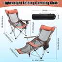 Yuntau Single Reclining Camping Chair with Removable Umbrella Folding Camp Chair for Outdoor(Orange)