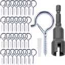 30 Pack String Light Hooks Outdoor Silver,2.2In Screw-in Hooks for String Lights,Q Hanger Hooks for Decoration Hanging