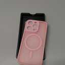 CANSHN Magnetic Compatible with iPhone 15 Pro Case, Upgraded [Full Camera Protection] [Compatible with Magsafe] [Translucent Matte] Shockproof Protective Phone Case Cover 6.1 Inch - Pink