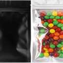 100 Pack Smell Proof Bags 4 x 6 Inch Resealable Mylar Bags Foil Pouch Flat Bag with Clear Window Black