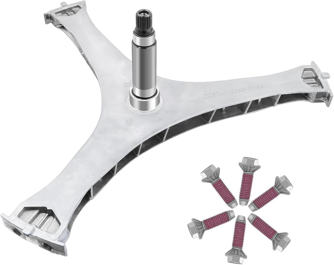 DC97-17004B Washer Flange Shaft Assembly Compatible with Samsung Washing Machine, with DC60-40137A Spider Hex Bolt (6 Pack) Replace DC97-17004A DC97-17004E AP5800144 4000061