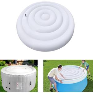 4.5 Ft Inflatable Hot Tub Cover for Round Hot Tub Insulated Thermal Energy Saving Hot Tub Lid Protector Outdoor Windproof Rain-Proof Energy Saving Lid