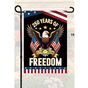 American Flag 2.4 X 4 Ft, Multipurpose Heavy Duty US Flag, 4 Brass Grommets Banner 250 Years of Independence Yard Sign Eagle Design 4th of July Double-Sided Waterproof Flag 12x18 Inch