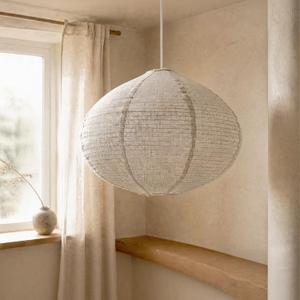 METHEDEECO Oval Linen Pendant Lamp Shade, 20" x 14", Beige