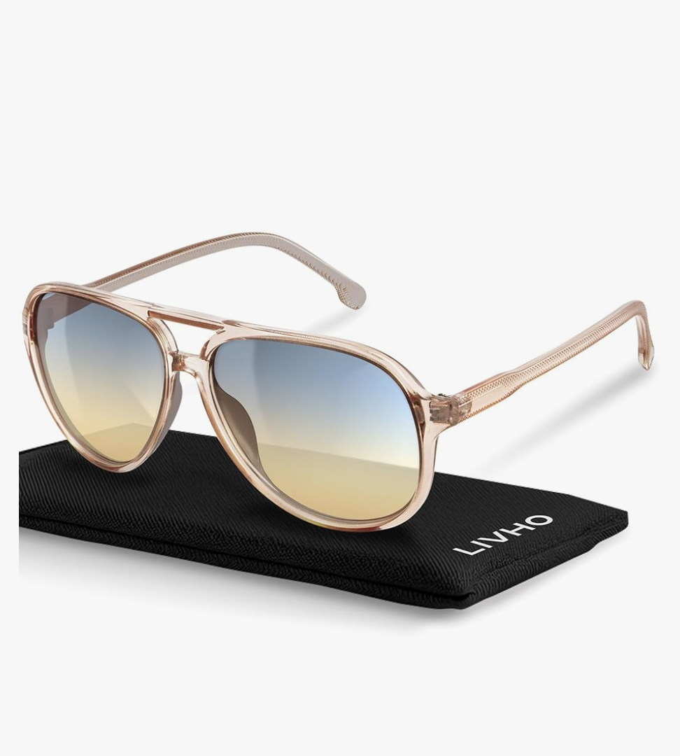 livho Trendy Polarized Aviator Sunglasses Women Men, Retro Sun Glasses for Women Men 2025, Oversized UV Protection Shades
