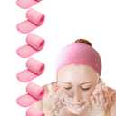 EUICAE Spa Headband Pack of 6 All Pink Sweat Head Towels - Non-slip, Stretchable, Washable Makeup Headbands for Face Wash, Facial Treatment, Sports