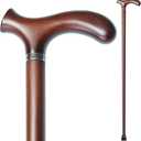 Wooden Walking Cane with 5 Height for Men and Women, Handmade Wood Cane with Comfort Grip Handle, Supportive Mobility Aid for Seniors, Fashionable & Classic Lightweight Stick