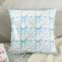 Snycler Blue Bow Pillow Covers 18x18 inch Set of 2 Room Decor Stuff Pillow Cases Cute Plush Bowknot Cushion Covers for Bedroom Couch Sofa