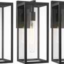 Bestshared Outdoor Wall Lights,15 Inch Exterior Wall Lanterns with Clear Glass, Anti-Rust Black Porch Lights Sconce,Weather Resistant Outdoor Lights for House, Garage, Doorway, Patio, E26 Base(3 Pack)