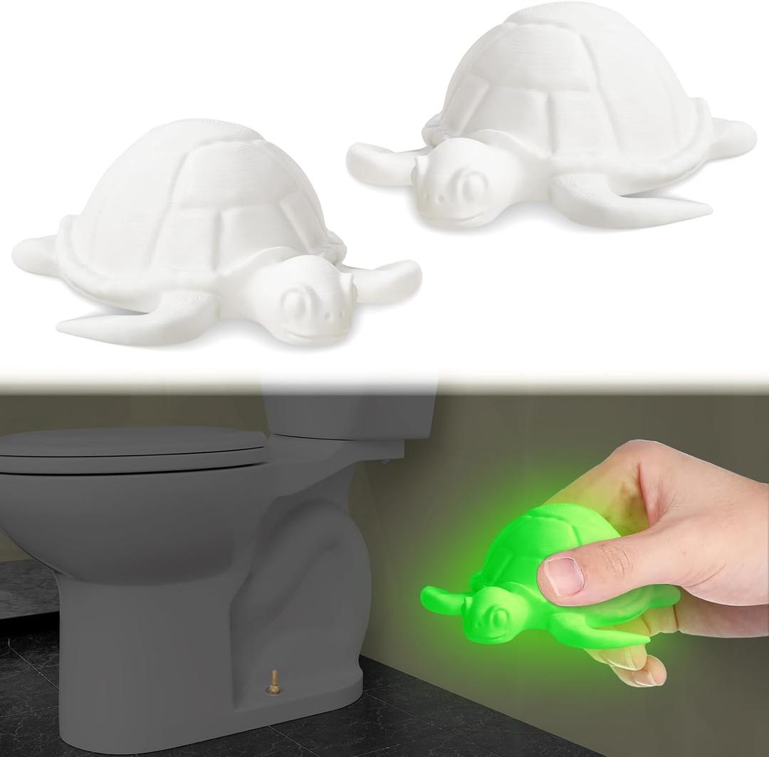 boeemi Sea Turtle Toilet Bolt Covers Decorative, 2PCs Glow in The Dark PLA Toilet Bowl Floor Caps Luminous Green, Fun Bathroom Decor Accessories Rust Prevention