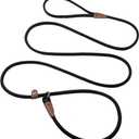 MayPaw Slip Lead Control Leash for Dogs No Pull, 13+ Colors Classic Dog Lead 7 FT Pet Slip Leash, 1/4 Rope Leashes for Small Medium Animals (7ft*1/4", Black)