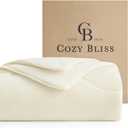 Cozy Bliss Cooling Comforter Queen Size Dual-Sided, Ultra-Soft Cooling Blankets for Hot Sleepers and Night Sweats, Breathable Lightweight Silky Smooth, Snow Ivory (Full/Queen(90"*90"))