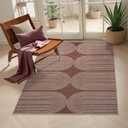 LIVEBOX Modern Rainbow Easy Jute Rug, 3x5 Outdoor Patio Rugs Washable Rugs for Entryway Farmhouse Classroom Office Rug, Non Slip Indoor Door Mat Porch Carpet for Guestroom Decor(3'x5', Brick Red)