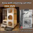 Indoor cat cage with Litter Box, Complimentary Cat Bed, Bow,lcat House with Wheels Outdoor,Large cat Villa Playpen, Small Animal Dog Kennel cat enclosures (28(L) x18.2(W) x46.2(H))