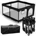 Foldable Baby Playpen with Gate, Extra Large Collapsible Play Yard for Babies & Toddlers, Portable Travel Playpen, Baby Activity Center for Indoor & Outdoor Use (Black 51"×51")